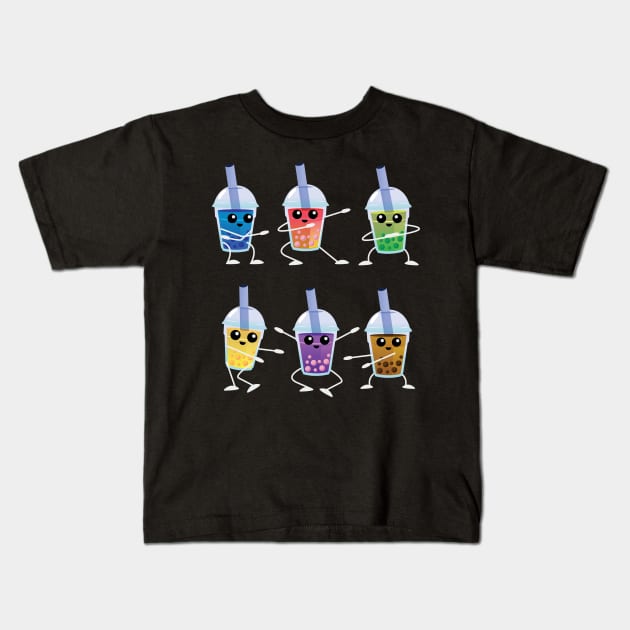 Dabbing Boba Teas Bubble Milk Tea Gift for Boba Tea Lovers Kids T-Shirt by Riffize